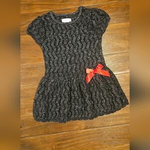 WONDERKIDS GIRL'S BLACK & SILVER GLITTERY SHORT SLEEVED SWEATER DRESS SIZE 5T